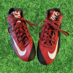 NIKE ALPHA PRO 2 TD PP 3/4 MID FOOTBALL CLEATS SIZE 13 RED BLACK FALCONS SPORTS